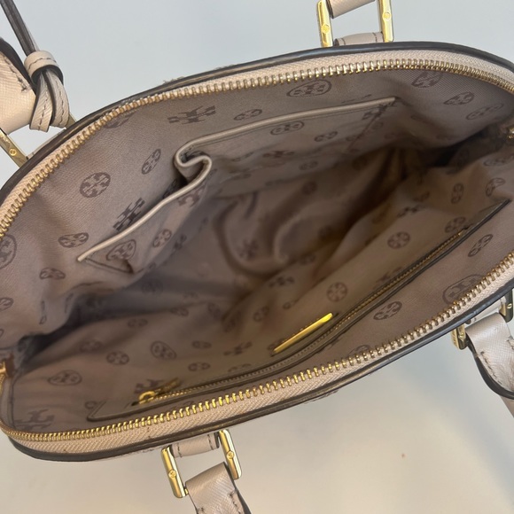 Tory Burch - Robinson Stitched Taupe Dome Satchel - Picture 3 of 3